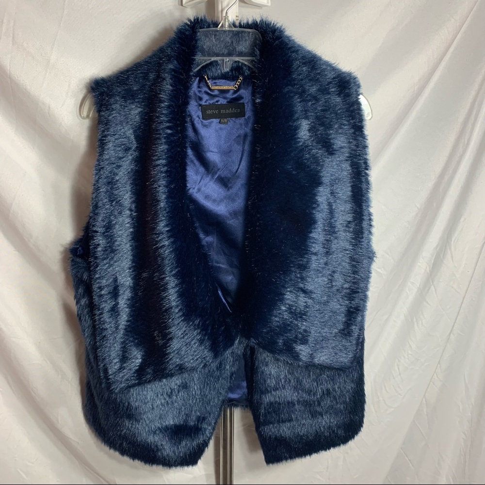 Steve Madden Navy Faux Fur Vest